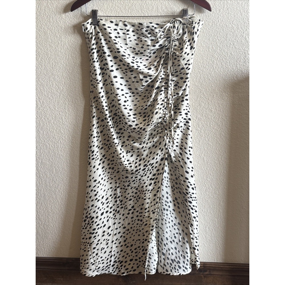 NWT Women's Cider Hem Slit Cinch Side Skirt Size, Cheetah, Ivory/Black, Large